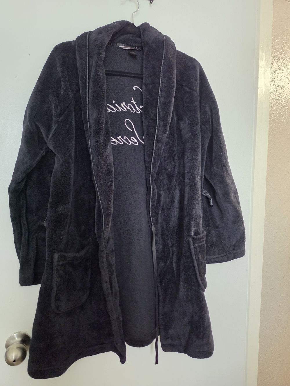 Victoria's Secret Black Plush Hooded Teddy Jacket
